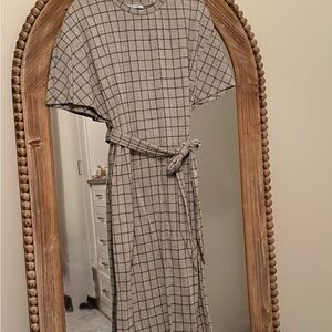 Zara Checkered Long Sleeve Dress - Black and Gray